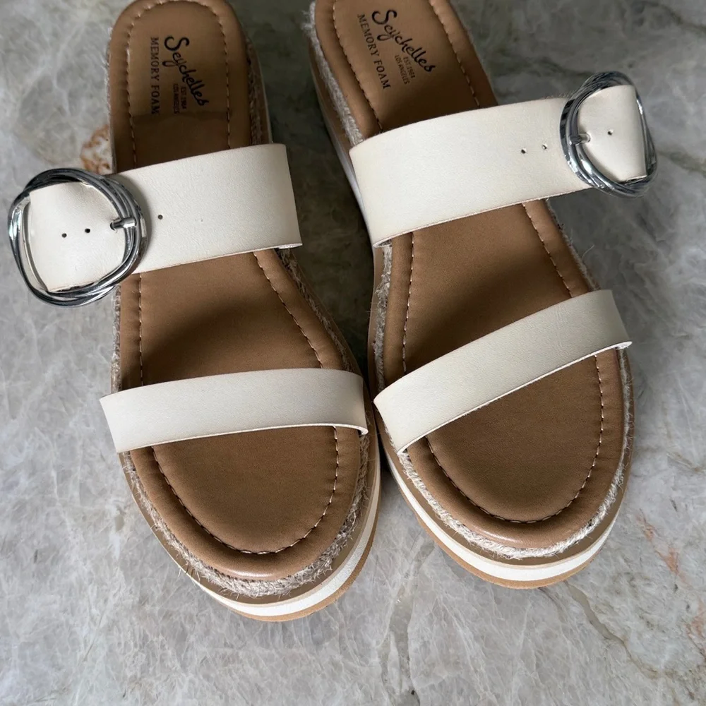 Seychelles Jaycie NWOT Cream Memory Foam Platform Sandals Buckle 8.5 - Picture 5 of 10